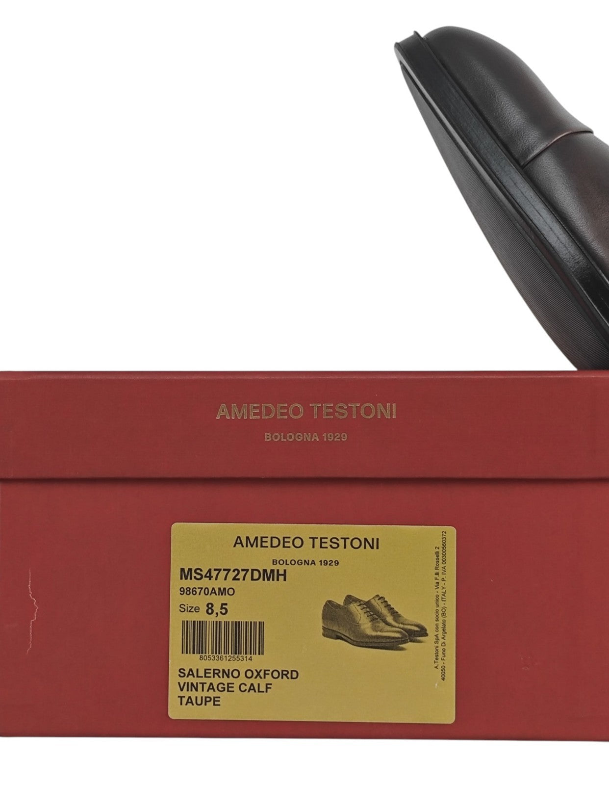 1100$ TESTONI "Salerno" Oxford Shoes Vintage Calf Taupe 8.5 UK 9.5 US 42.5 IT