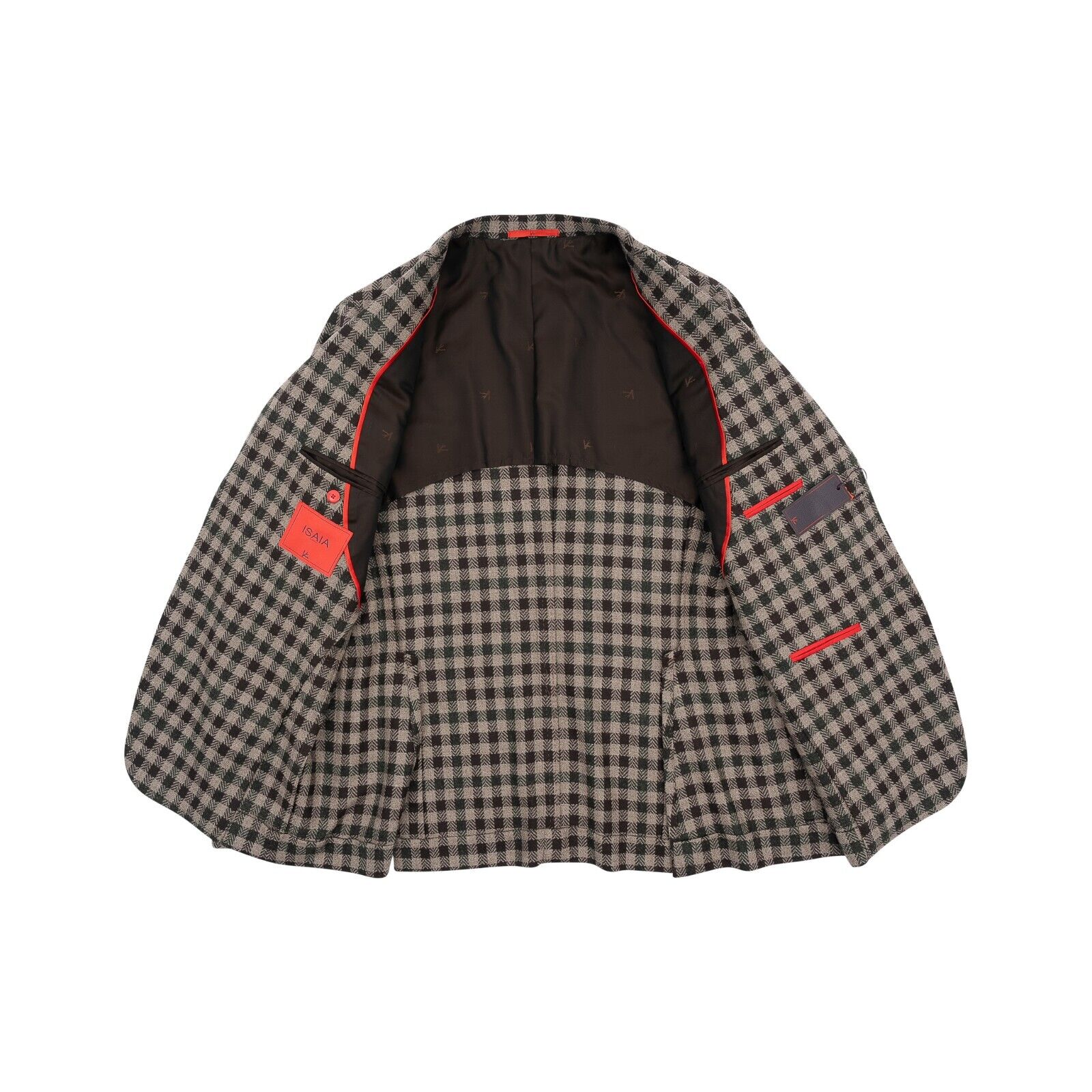 $5200 ISAIA Napoli Brown Checks Jacket Sport Coat Wool 40 US / 50 EU 8R
