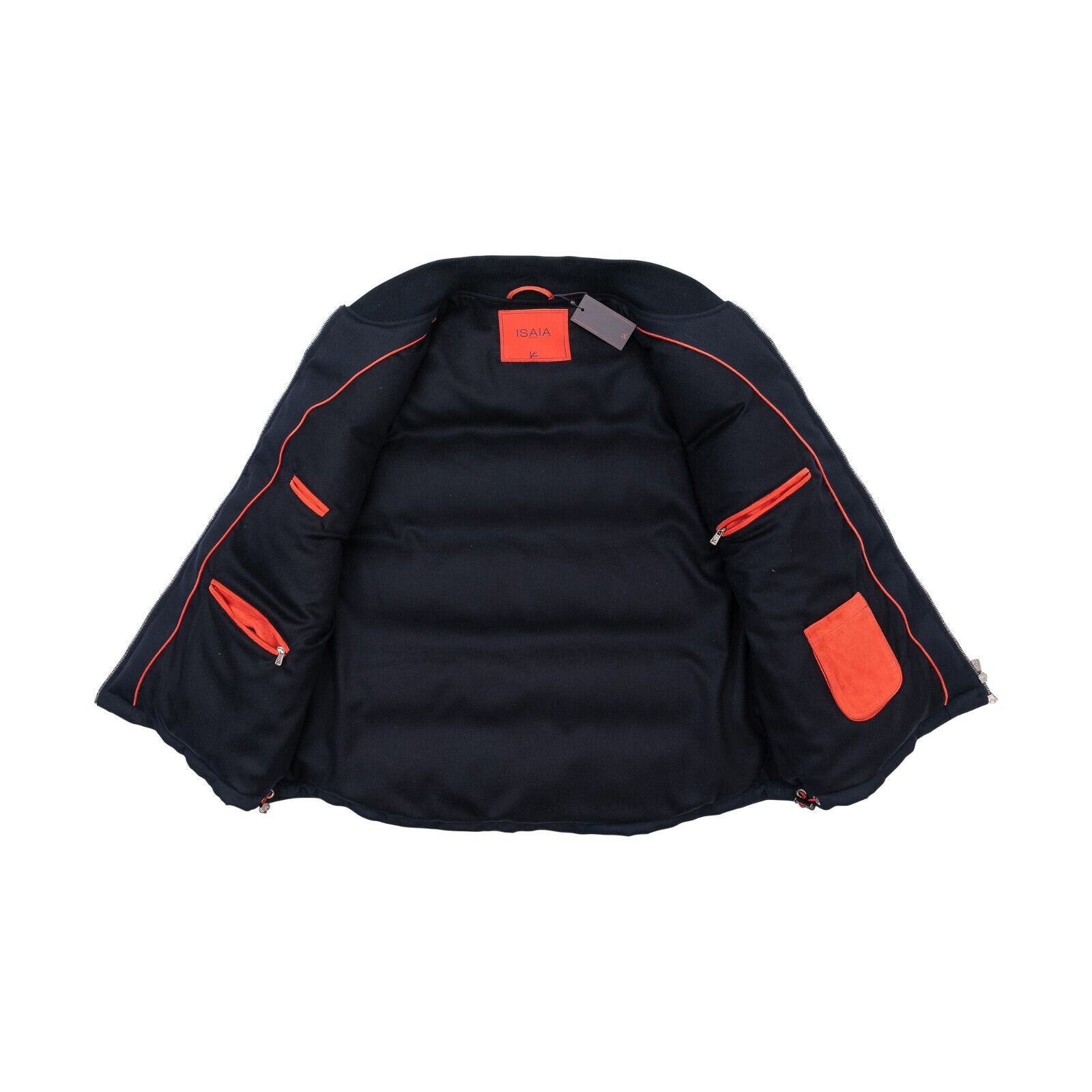 3900$ ISAIA NAPOLI Blue Puffer Vest Techno Wool / Suede / Lining 100% Cashmere