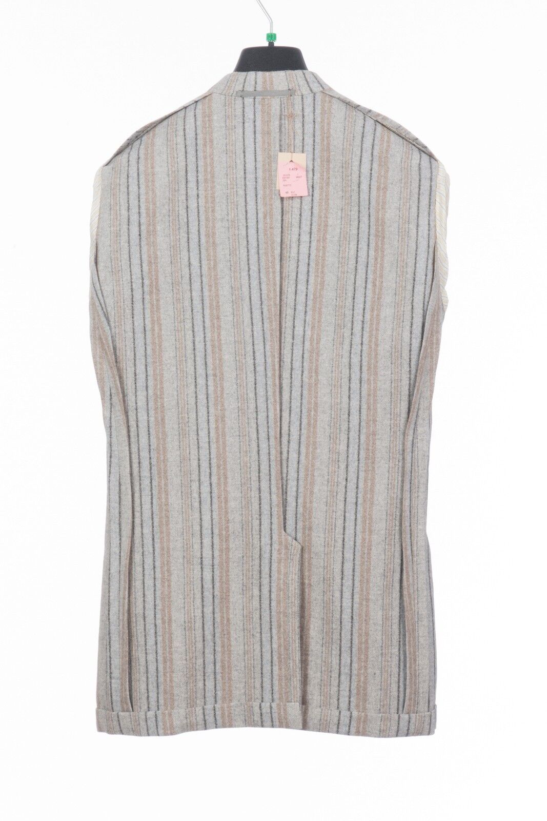 $1890 D'AVENZA Light Gray Cashmere Wool Striped Jacket Sewn in Italy 38 US 48 EU
