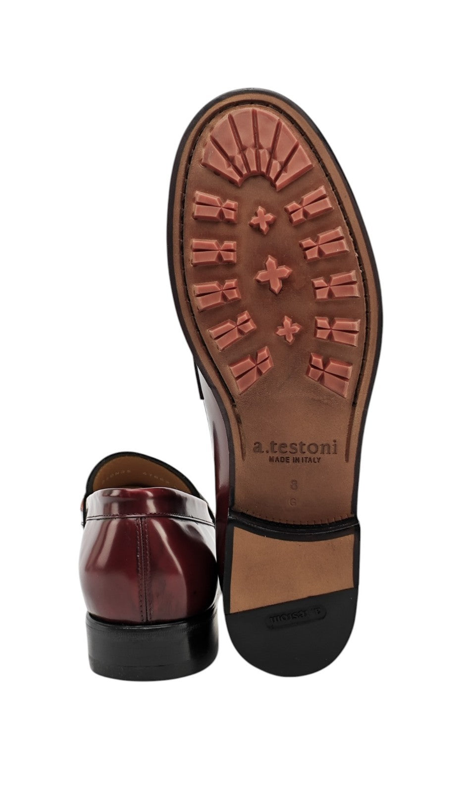 1200$ TESTONI Loafer Shoes Antique Brushed Calf Wine 8 UK / 9 US / 42 IT