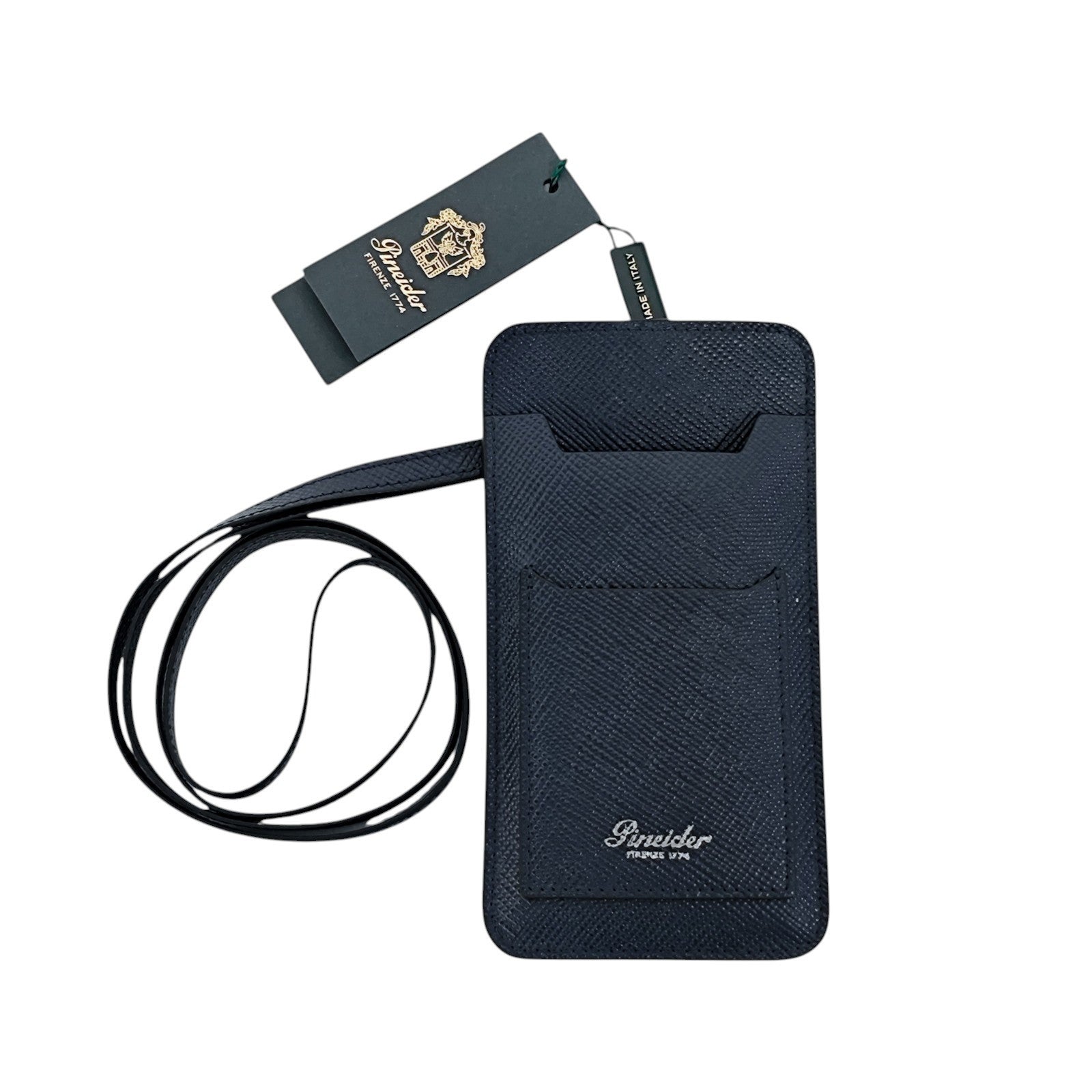 295$ PINEIDER FIRENZE 1774 Necklace Double Pen Holder Saffiano Calf Blue