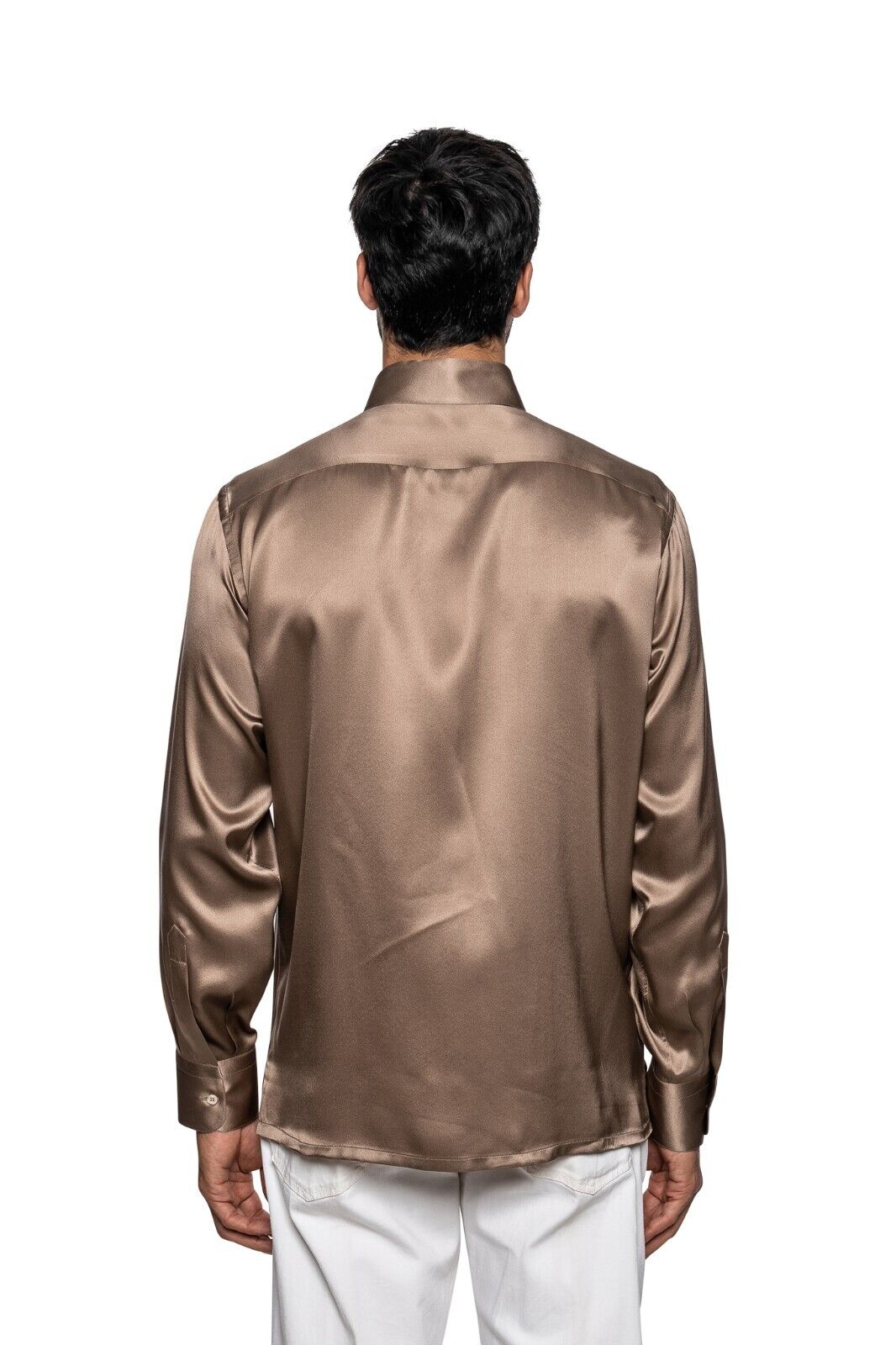 2500$ ITALO FERRETTI "PAISLEY" Shirt Gold 100% Silk + Lambskin Sz L BIJAN