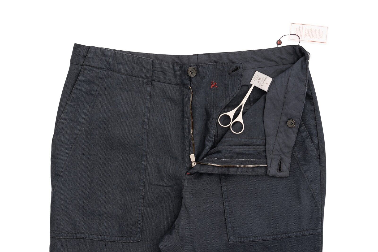 690$ ISAIA NAPOLI Blue Navy Chino Trousers Pant Cotton / Cashmere 32 US / 48 EU
