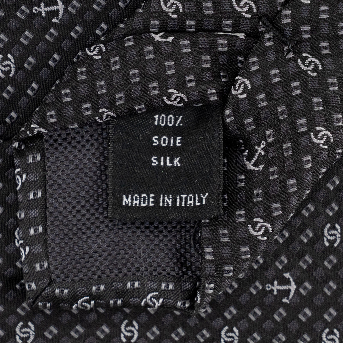 $300 CHANEL PARIS Dark Grey Geometric Jacquard Tie 100% Silk - Made in Italy