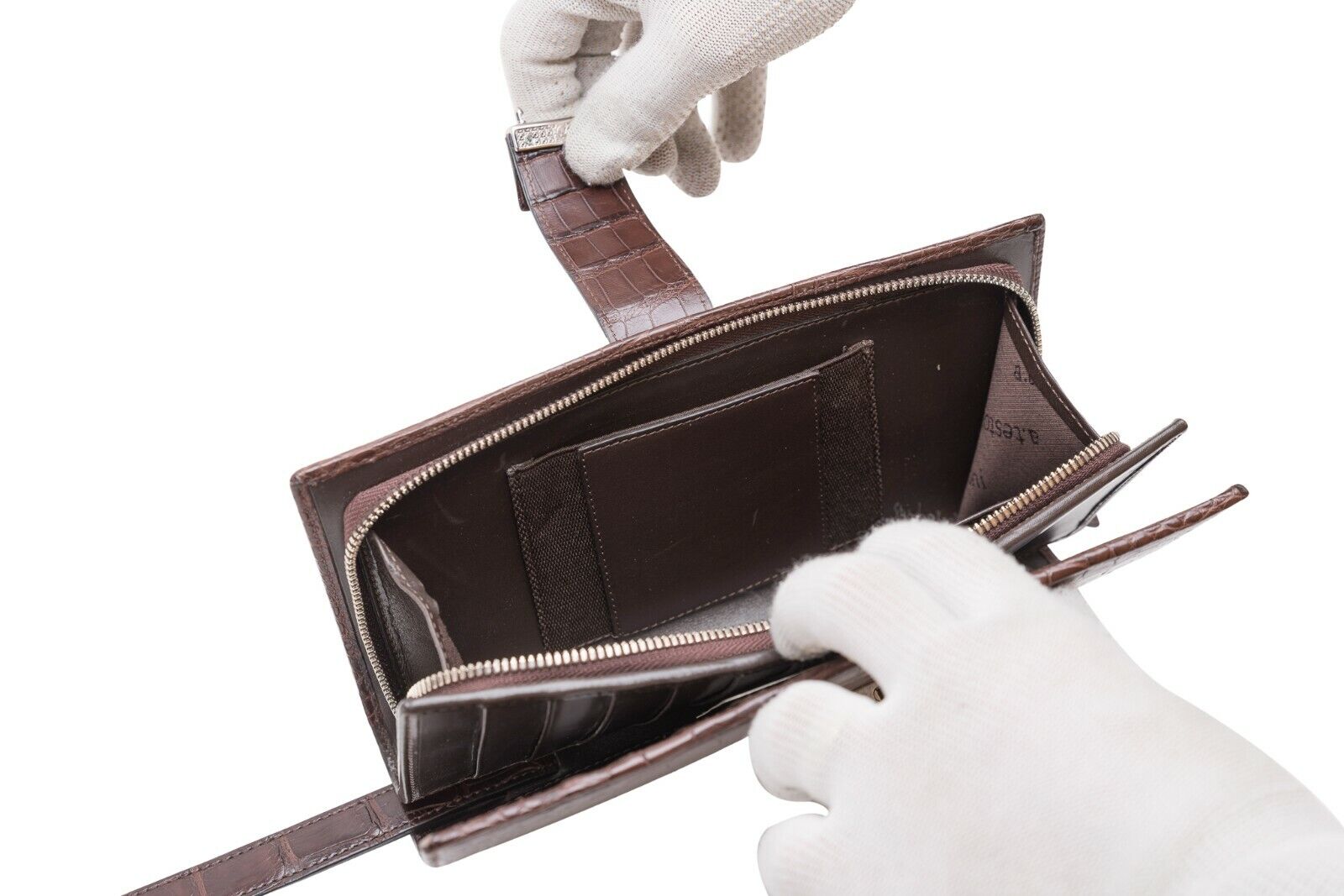 $4200 Testoni Bologna Moro Clutch Bag Travel Wallet Genuine Alligator