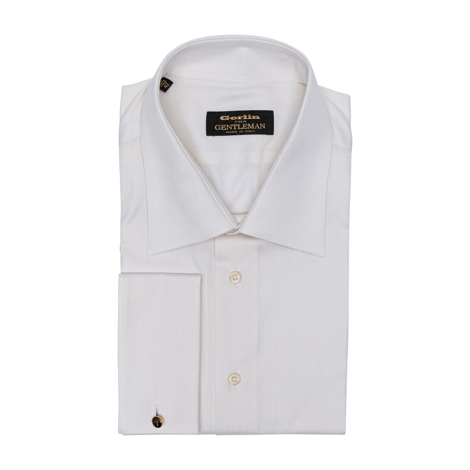 690$ ITALIAN LUXURY GERLIN Shirt Light ivory Cotton 1F ZILLI