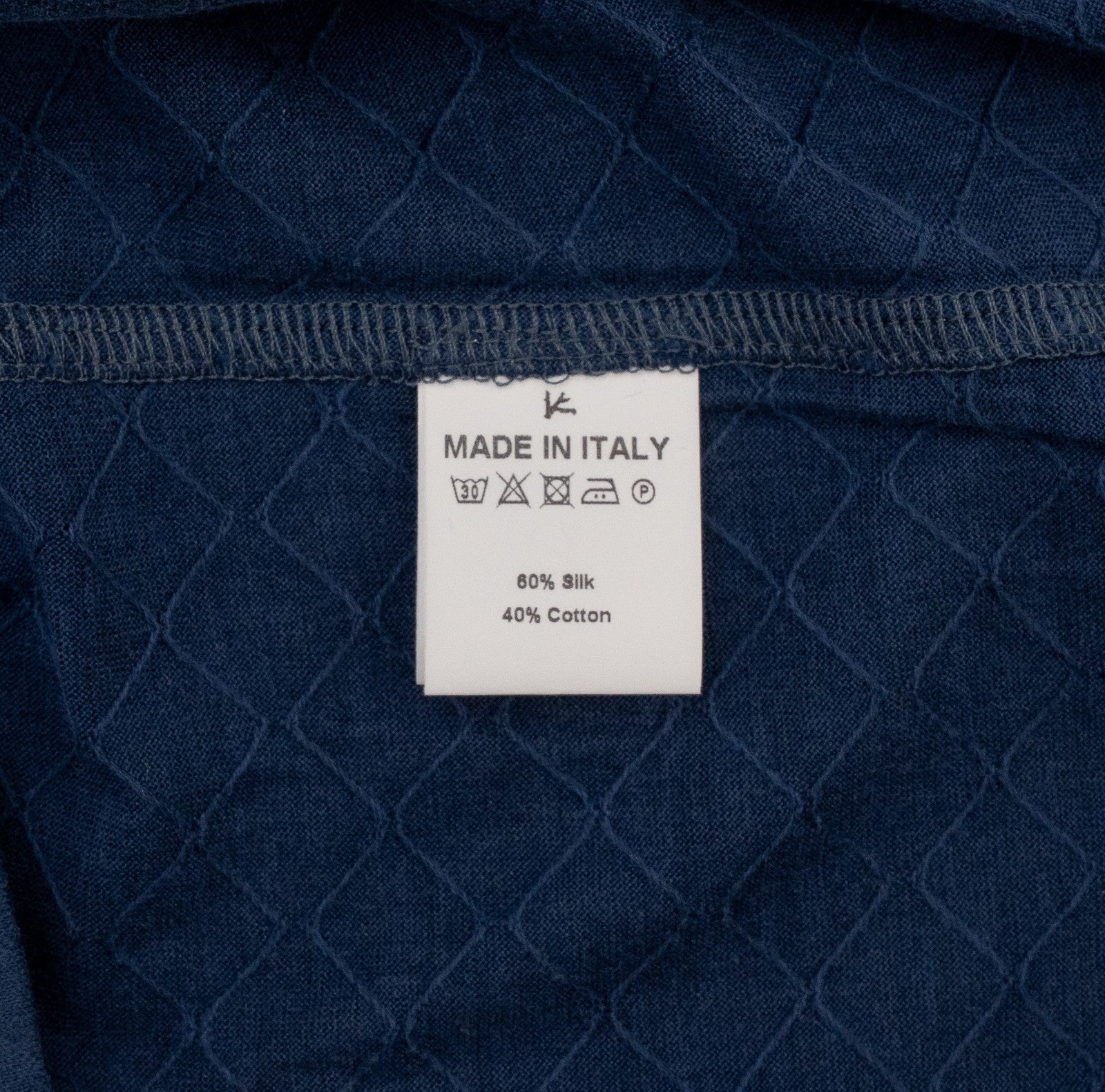 1100$ ISAIA NAPOLI Jaquard Soft Cotton Silk Short Sleeve Zip Polo Blue
