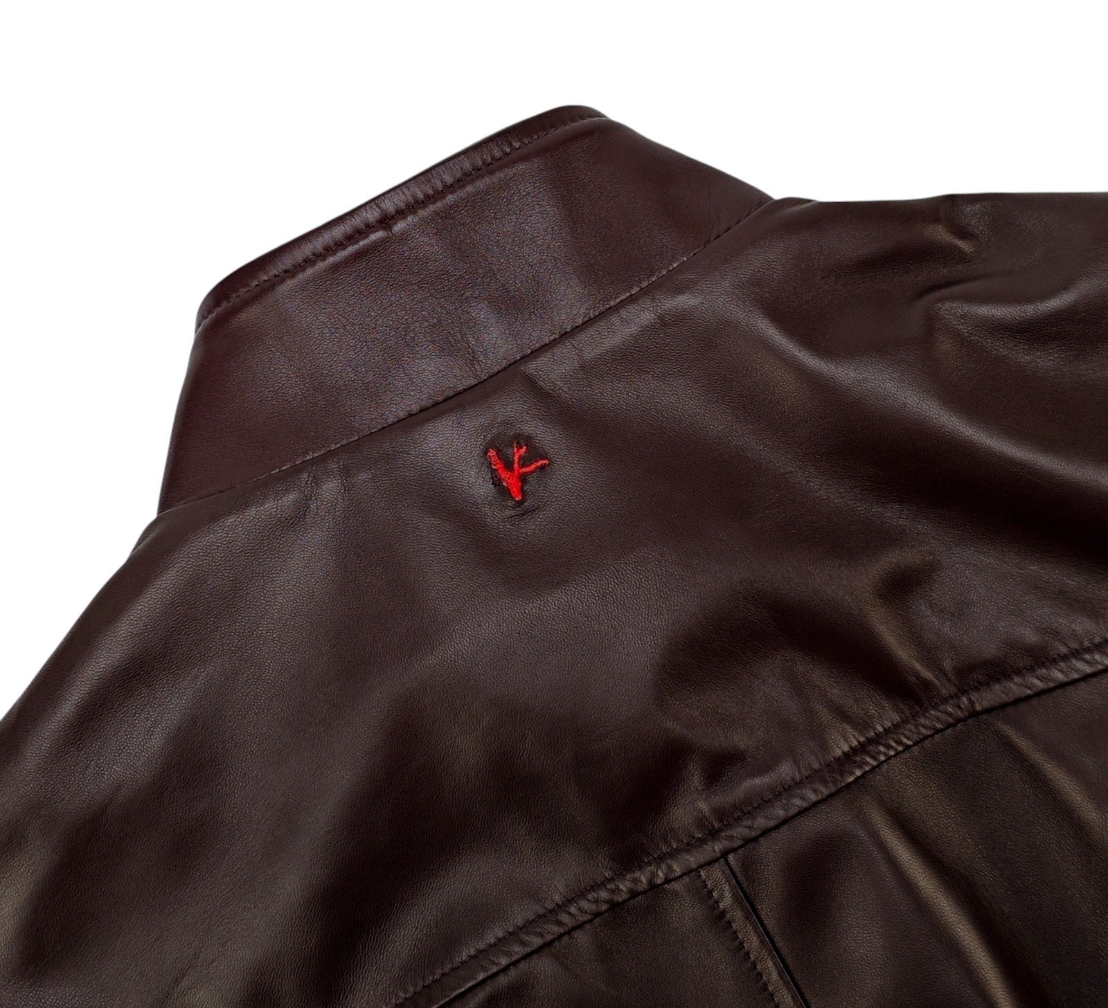 $6250 ISAIA NAPOLI Brown Zip Bomber Jacket Soft Lambskin Leather 40 US / 50 EU
