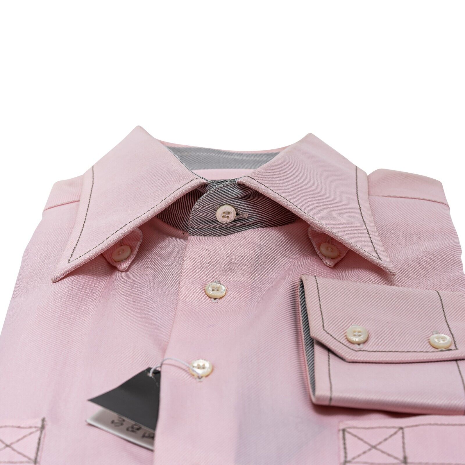690$ LUXURY GERLIN Shirt Pink ALUMO TWILL Cotton 16 - 41 6B BIJAN