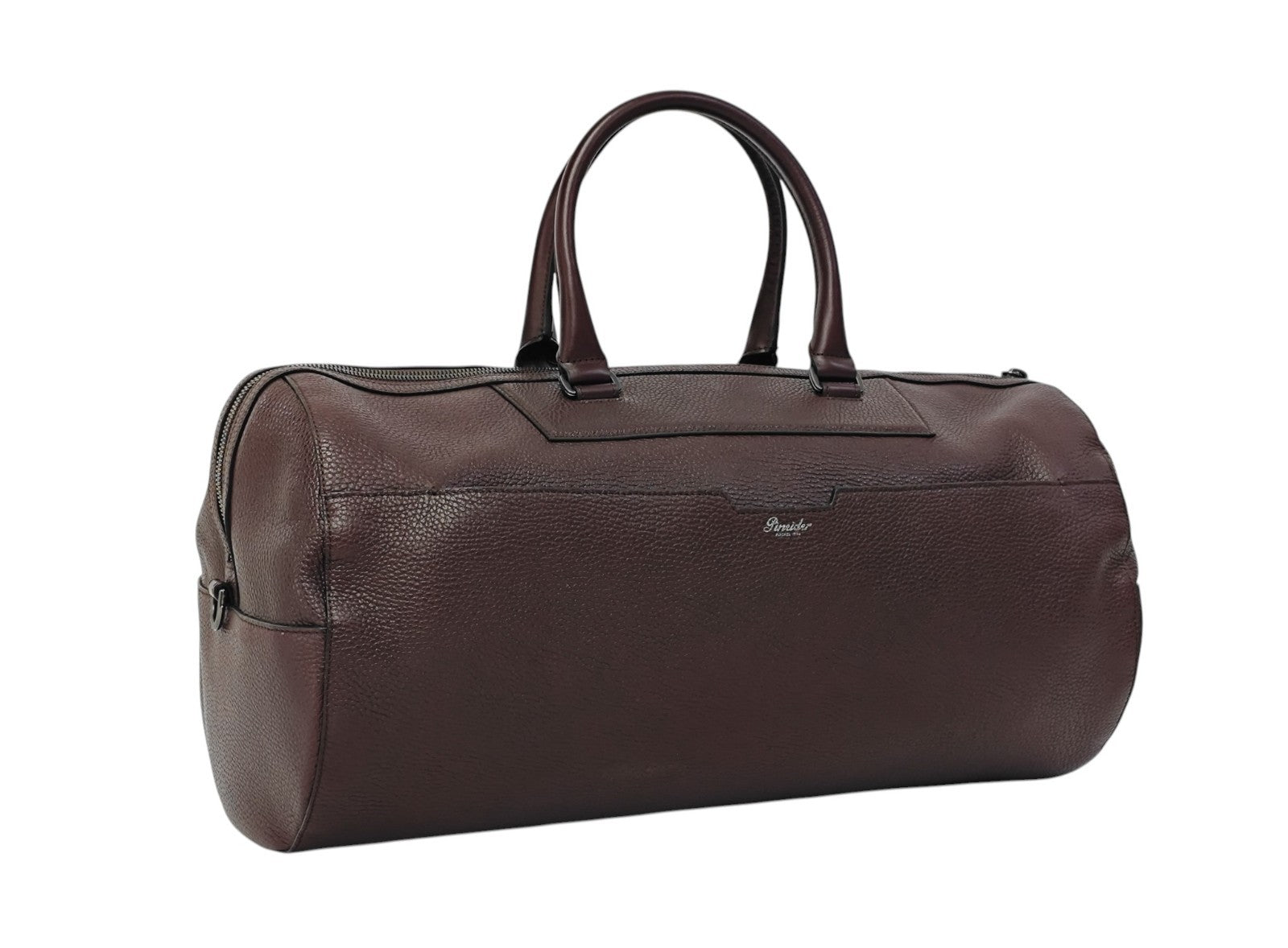 1950$ PINEIDER "Bottolato" Grain Calf Shoulder Travel Duffle Bag Burgundy