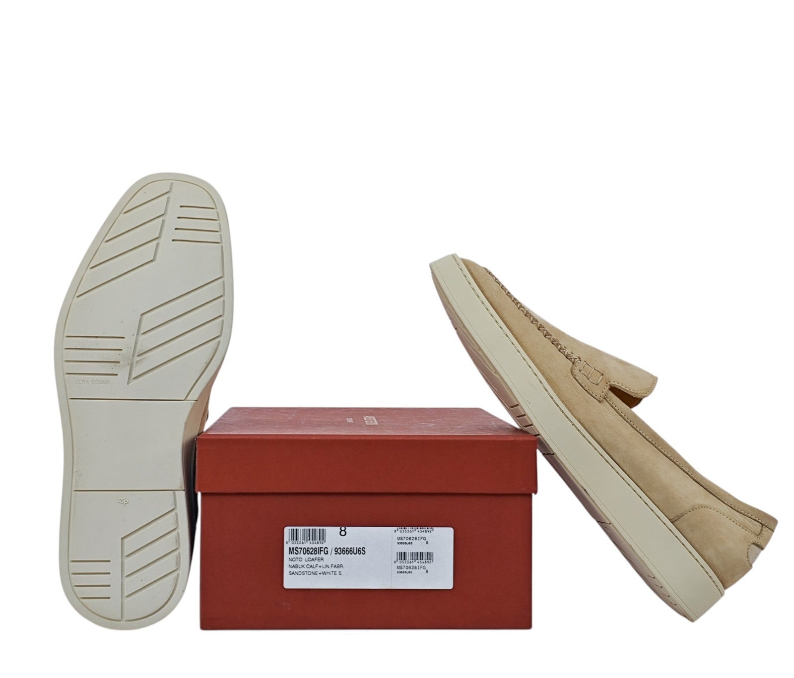 TESTONI "Noto" Nubuck Leather & Linen Loafers Shoes UK 8 / US 9 / IT 42