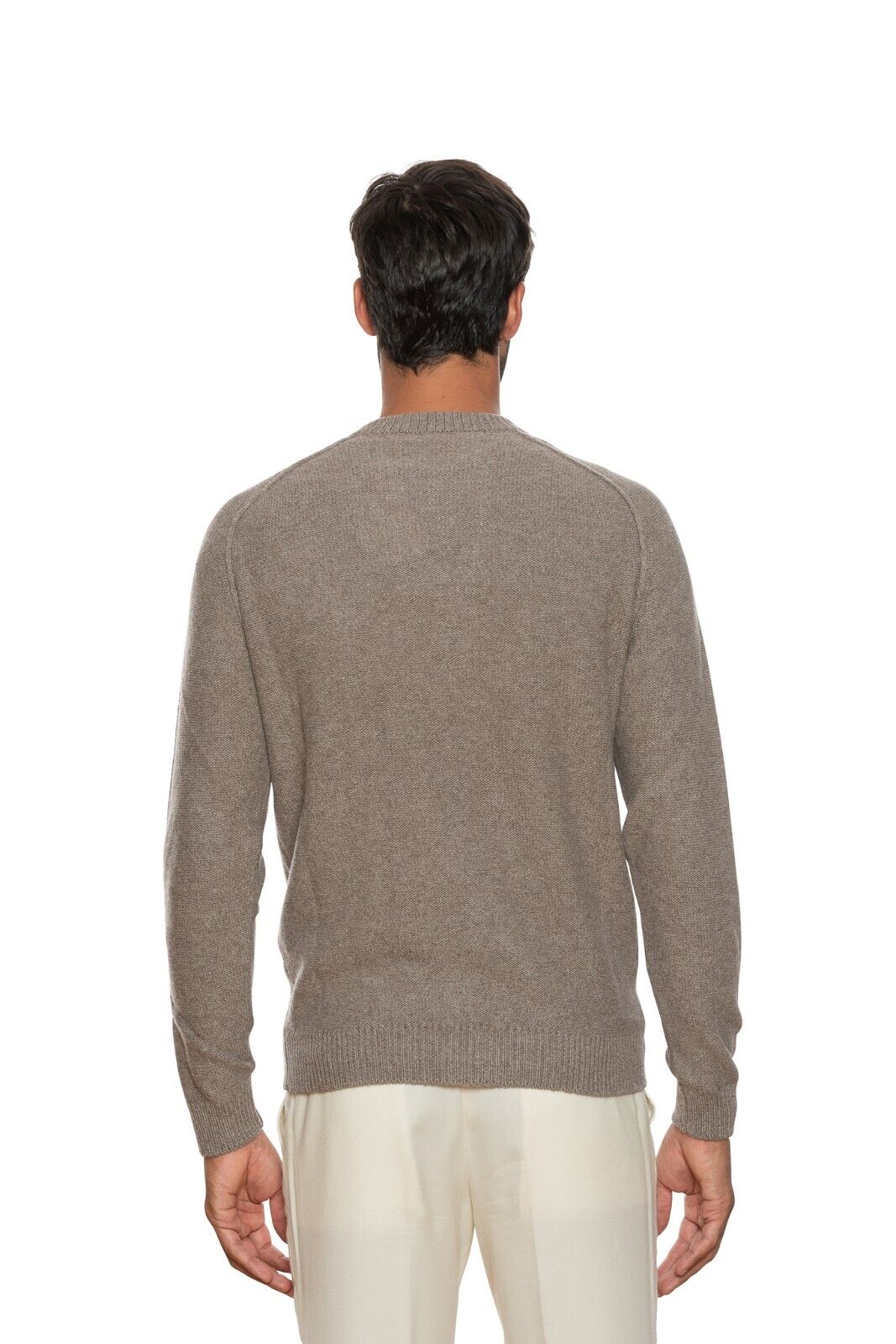 580$ DELLA CIANA CASHMERE Sweater Open Collar Merinos Wool / Cashmere Brown