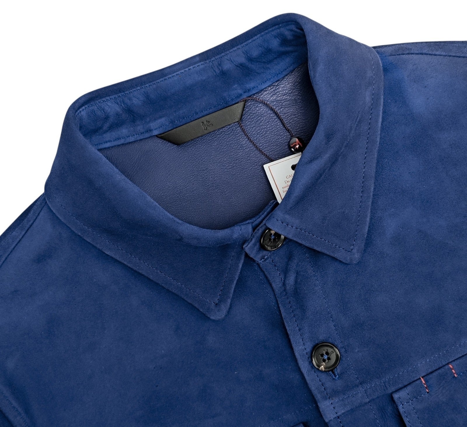5500$ ISAIA NAPOLI Blue Overshirt Jacket 100% Suede Lambskin Leather