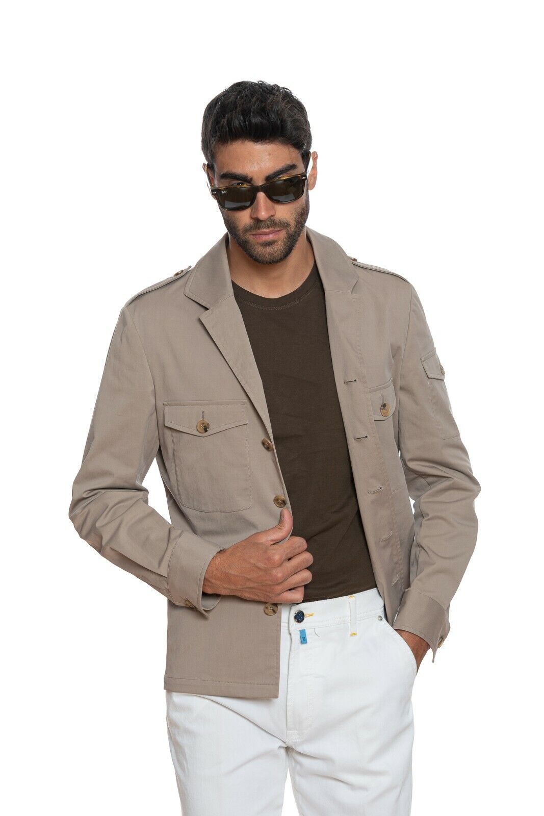 1100$ BELVEST Sartorial Jacket Military Style Cotton Beige JACKETINTHEBOX Editio