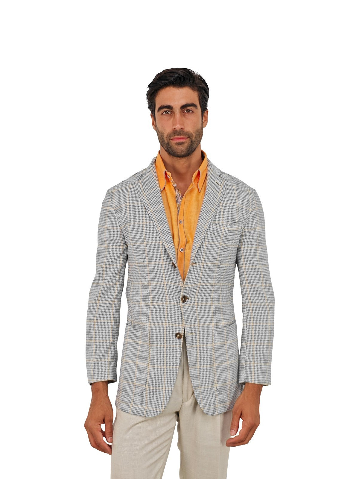 $1750 RUBINACCI NAPOLI Blue Checks Jacket Sport Coat 100% Linen 38 US / 48 EU