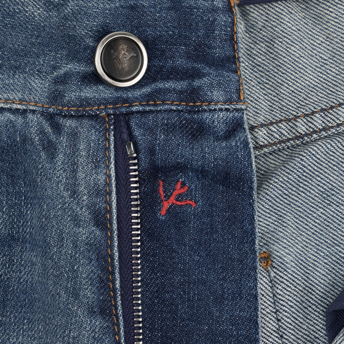 795$ ISAIA NAPOLI "Forcella" Blue Denim Jeans Pant Cotton - Leather Tag Wide Leg