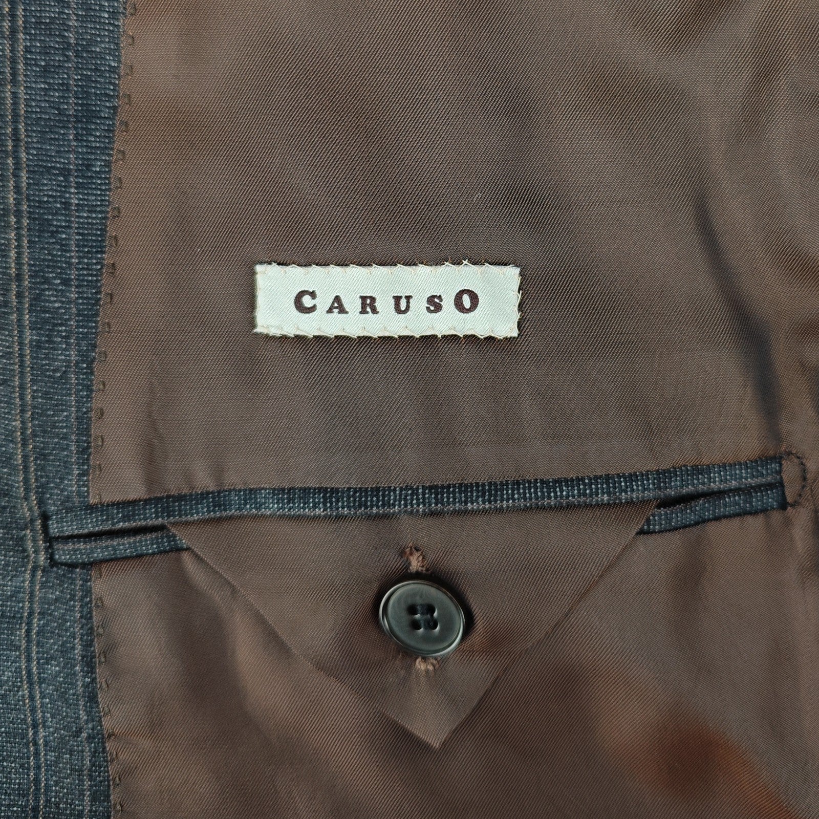 1800$ CARUSO Grey Pinstripe Suit Wool Silk Cashmere Made Italy 40 US / 50 IT