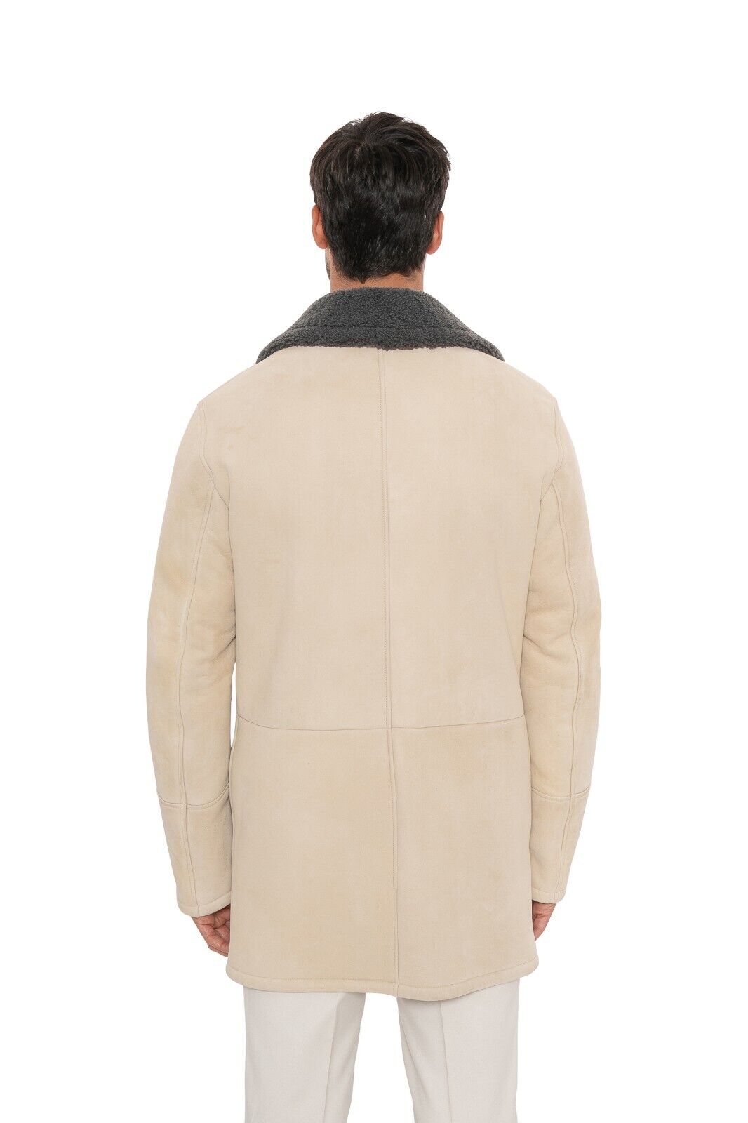 7400$ ISAIA NAPOLI Beige Shearling Jacket Coat 100% Lambskin Leather 38 US 48 EU
