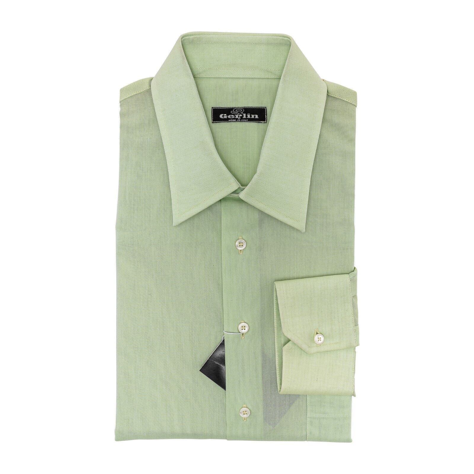 690$ LUXURY GERLIN Shirt Solid Green Fine Cotton 16 - 41 5C BIJAN