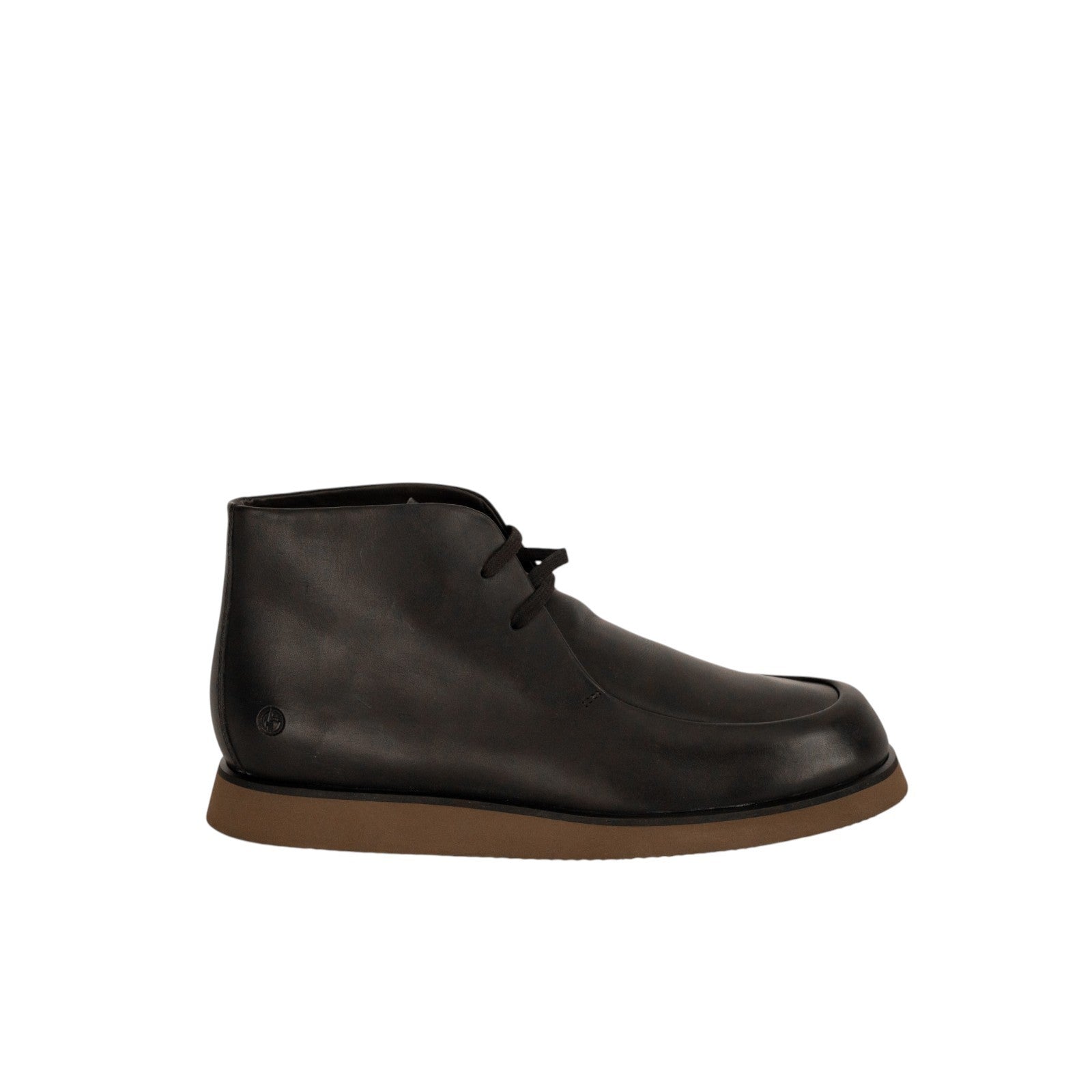 1565$ GIORGIO ARMANI Chukka Ankle Boot Lace-Up Shoes Black Smooth Leather