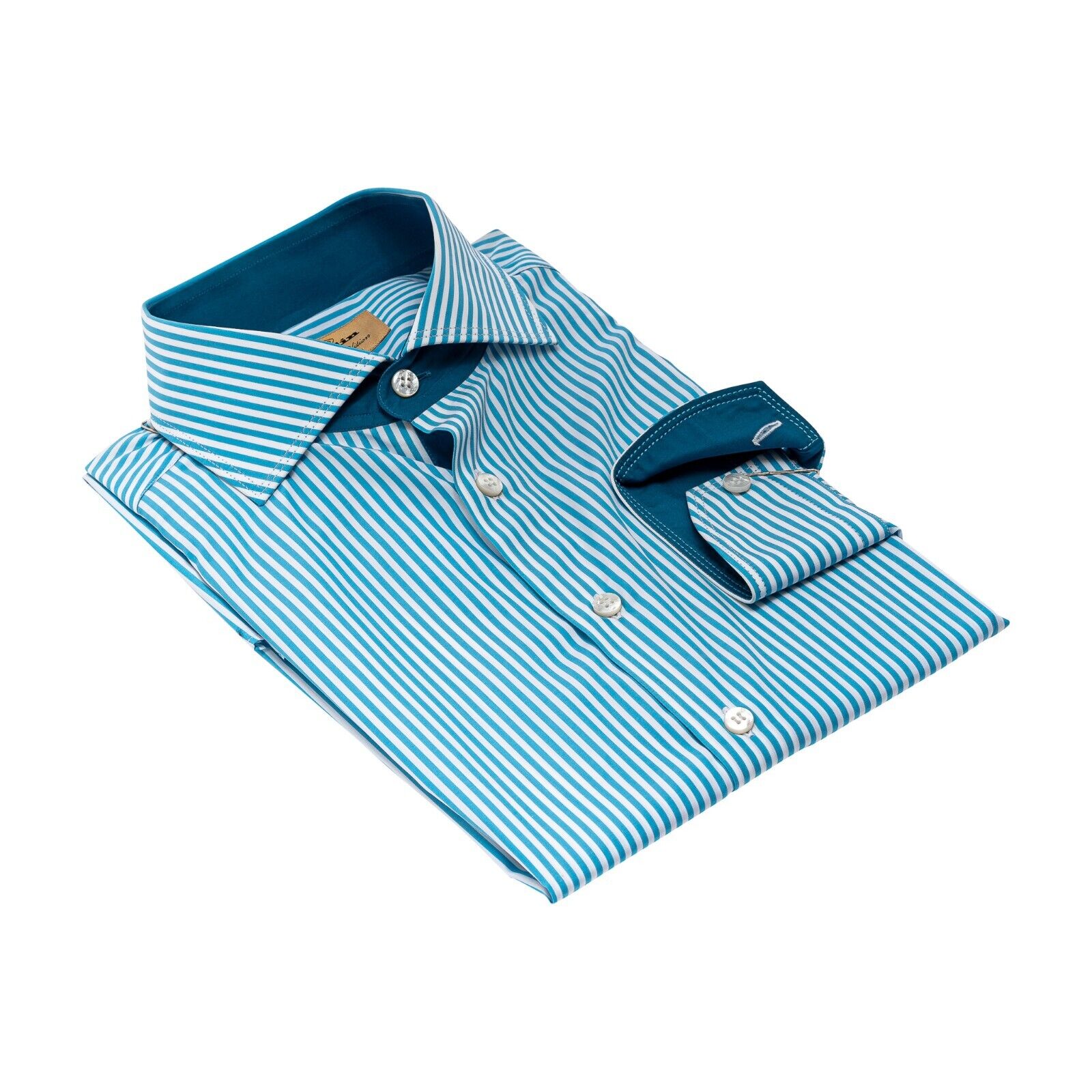 690$ LUXURY GERLIN Shirt Striped Blue / White Cotton 16 - 41 5I BIJAN
