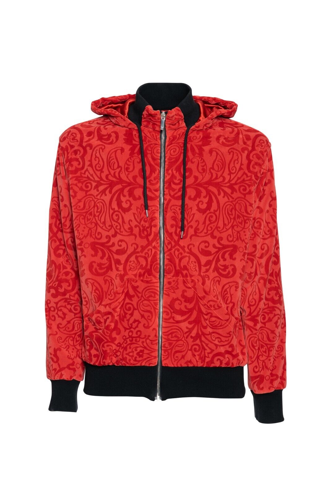 3500$ ITALO FERRETTI Tracksuit Jogging Suit Red "DAMASK" Velvet + Silk Size L