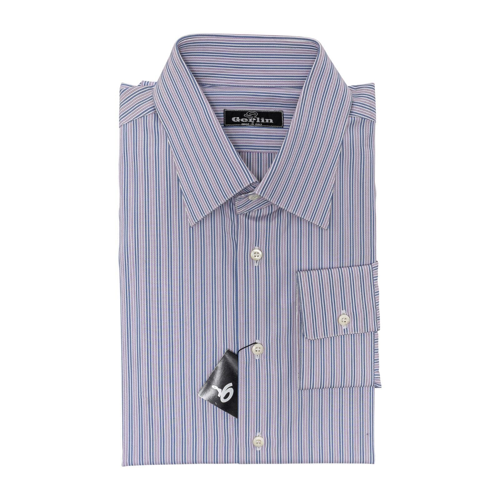 690$ LUXURY GERLIN Shirt Striped Pink Fine Cotton 16 - 41 7Z BIJAN