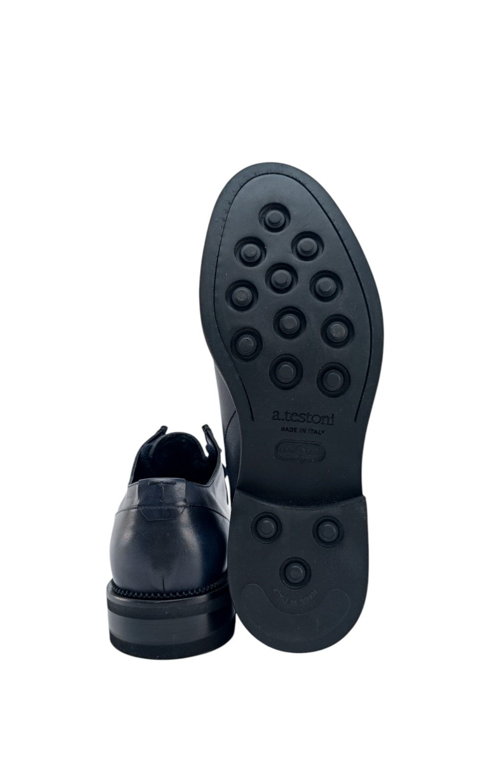 1200$ TESTONI Derby Moc-Toe Shoes Blue Calf & Wool Lining 8 UK / 9 US / 42 IT