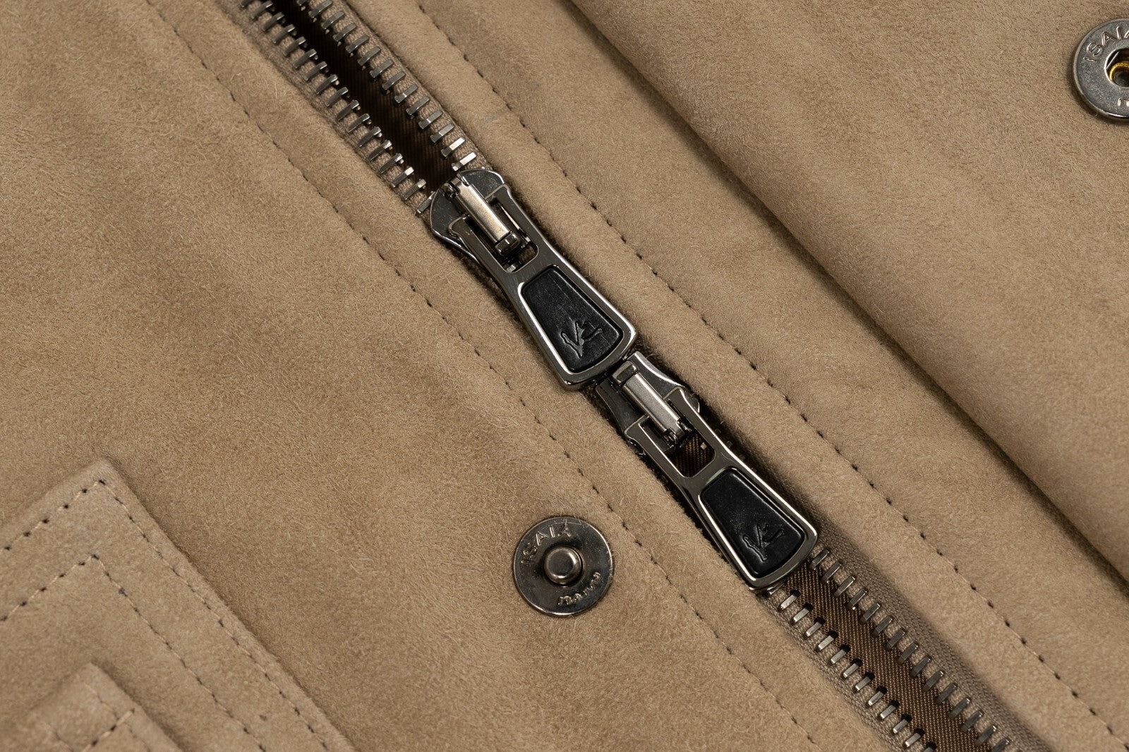 4800$ ISAIA NAPOLI Beige Field Jacket Coat Suede Lambskin Leather 40 US 50 EU