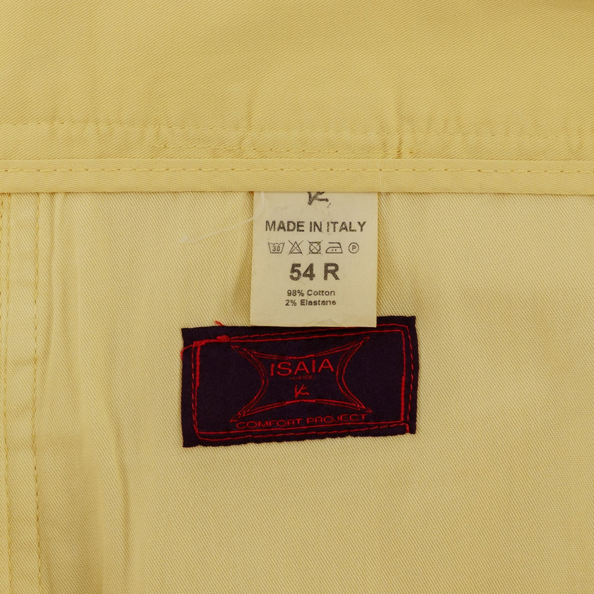 690$ ISAIA NAPOLI Yellow 5 Pockets Denim Pant Cotton Regular Fit 38 US / 54 EU
