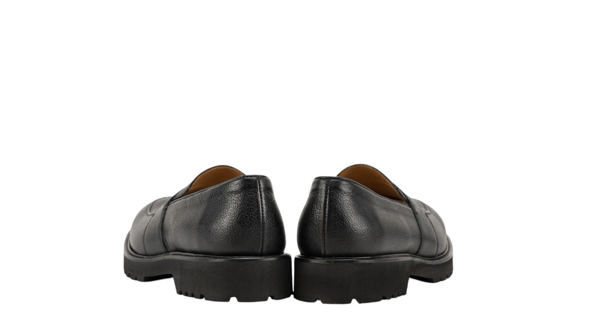 1050$ TESTONI Penny Loafer Slip-On Shoes Calf Buffalo Black 8 UK / 9 US / 42 IT
