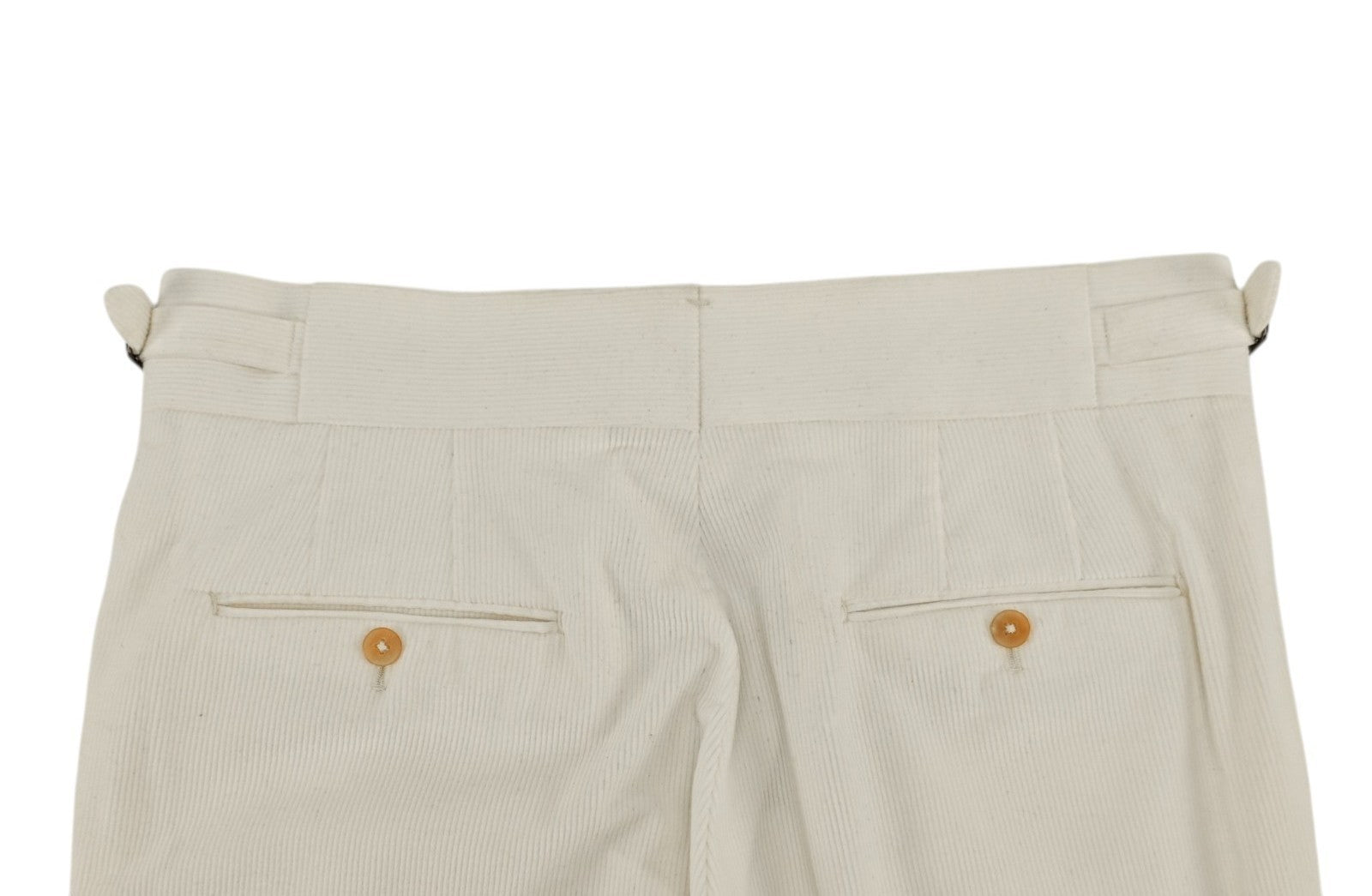 1350$ ISAIA "Casalnuovo" Ivory Dress Pant Corduroy Cotton Wool 34 US / 50 EU