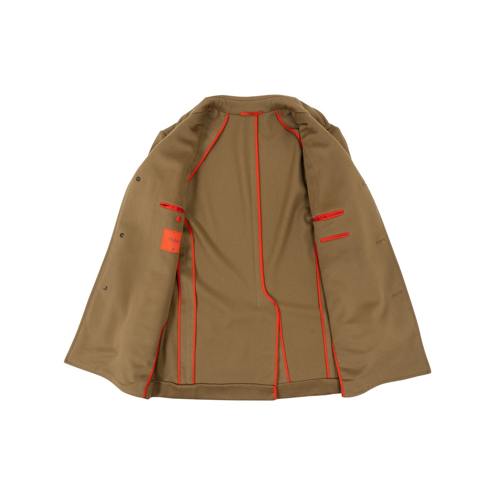 5900$ ISAIA NAPOLI Camel Single Breasted Overcoat Coat Wool 38 US / 48 EU