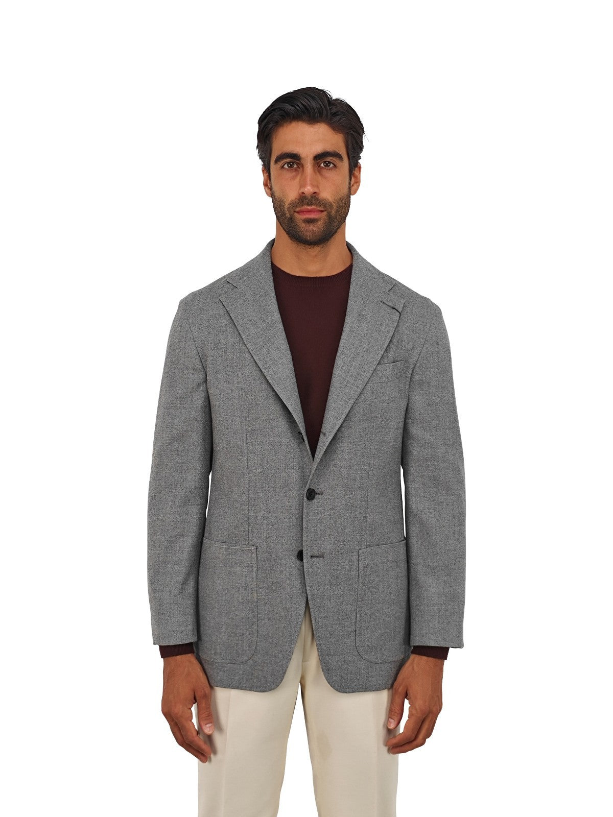 $1870 RUBINACCI NAPOLI Gray 3/2 Roll Jacket Sport Coat Wool 40 US / 50 EU