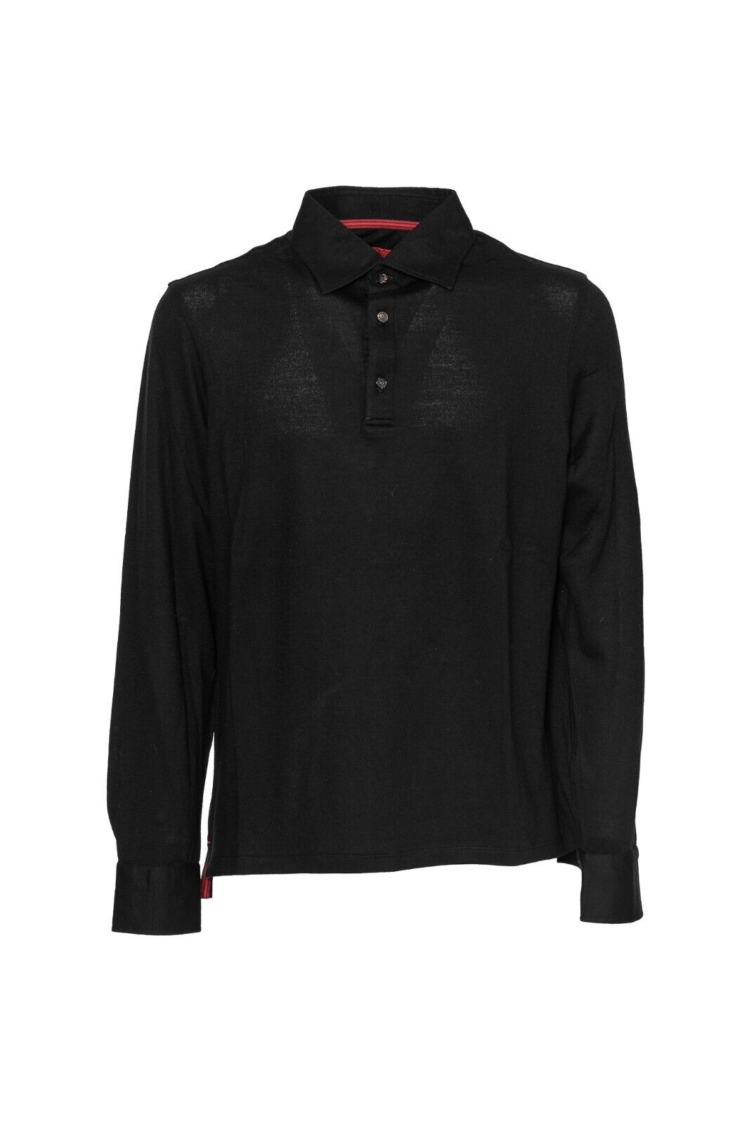 1200$ ISAIA NAPOLI "Iconico" Black Sartorial Knit Polo Sweater Wool Hand-Sewn