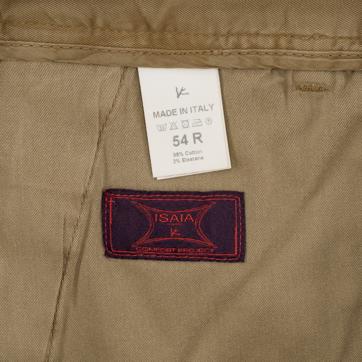 720$ ISAIA NAPOLI Dark Beige Chino Pant Cotton Regular Fit 38 US / 54 EU