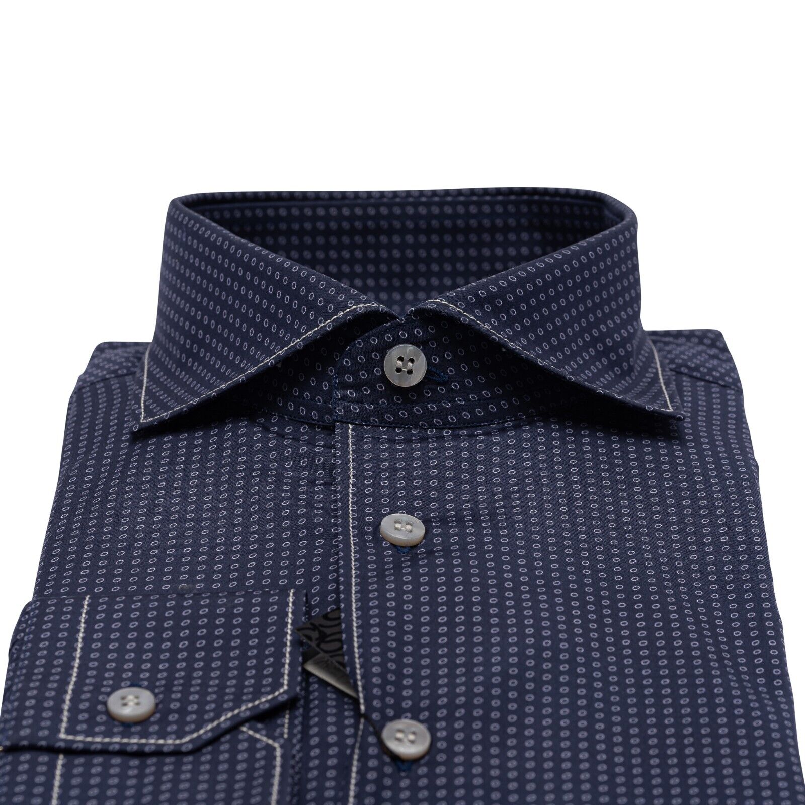 690$ LUXURY GERLIN Shirt Dark Blue Thomas Mason Cotton 16 - 41 4A ZILLI