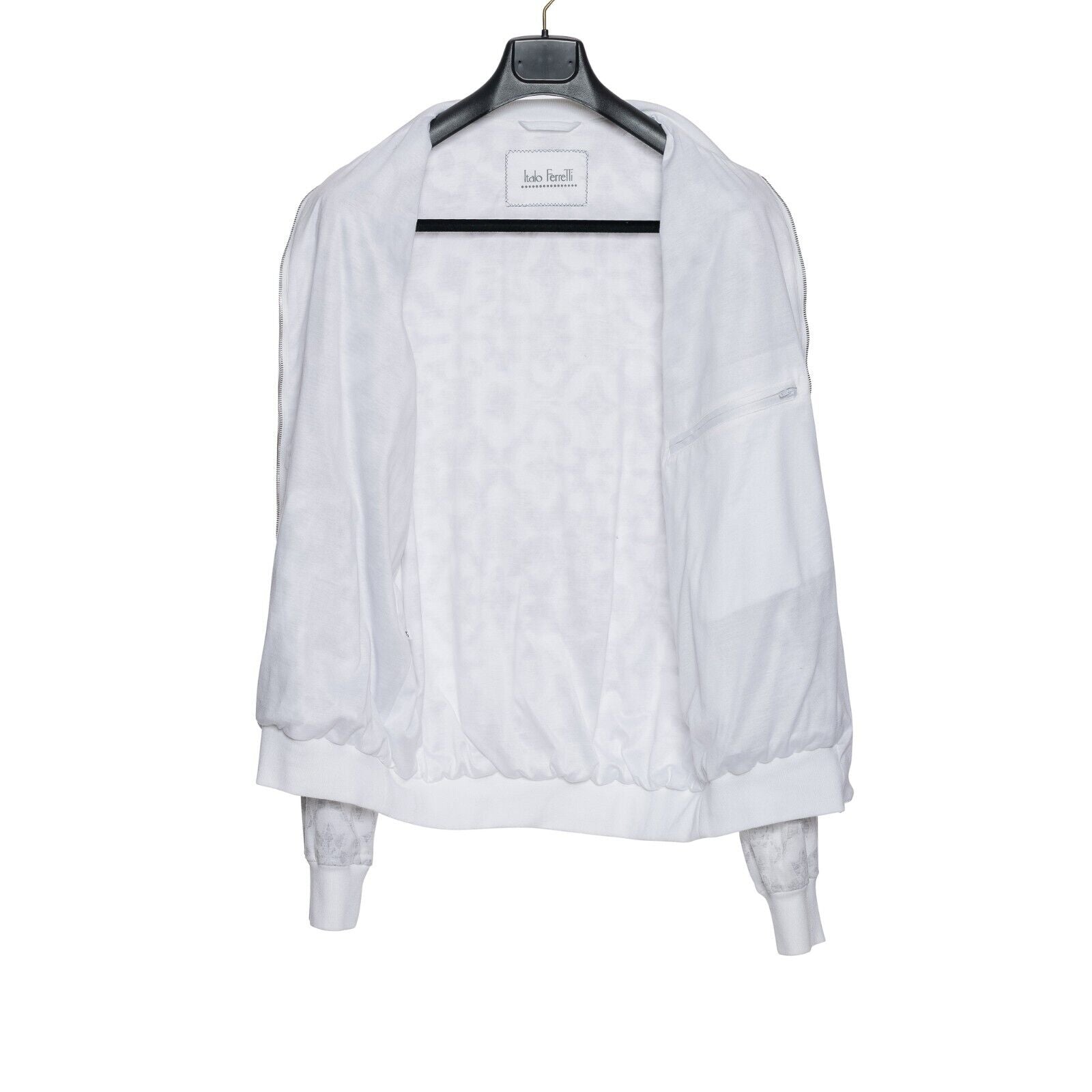 1300$ ITALO FERRETTI Bomber Jacket Jersey White 100% Cotton 44 US / 54 EU ZILLI