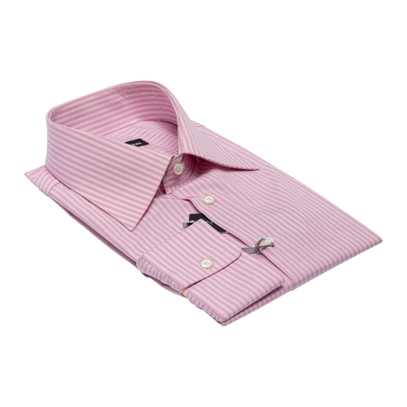 690$ ITALIAN LUXURY GERLIN Shirt Striped Pink Cotton 16 - 41 - 2N BIJAN