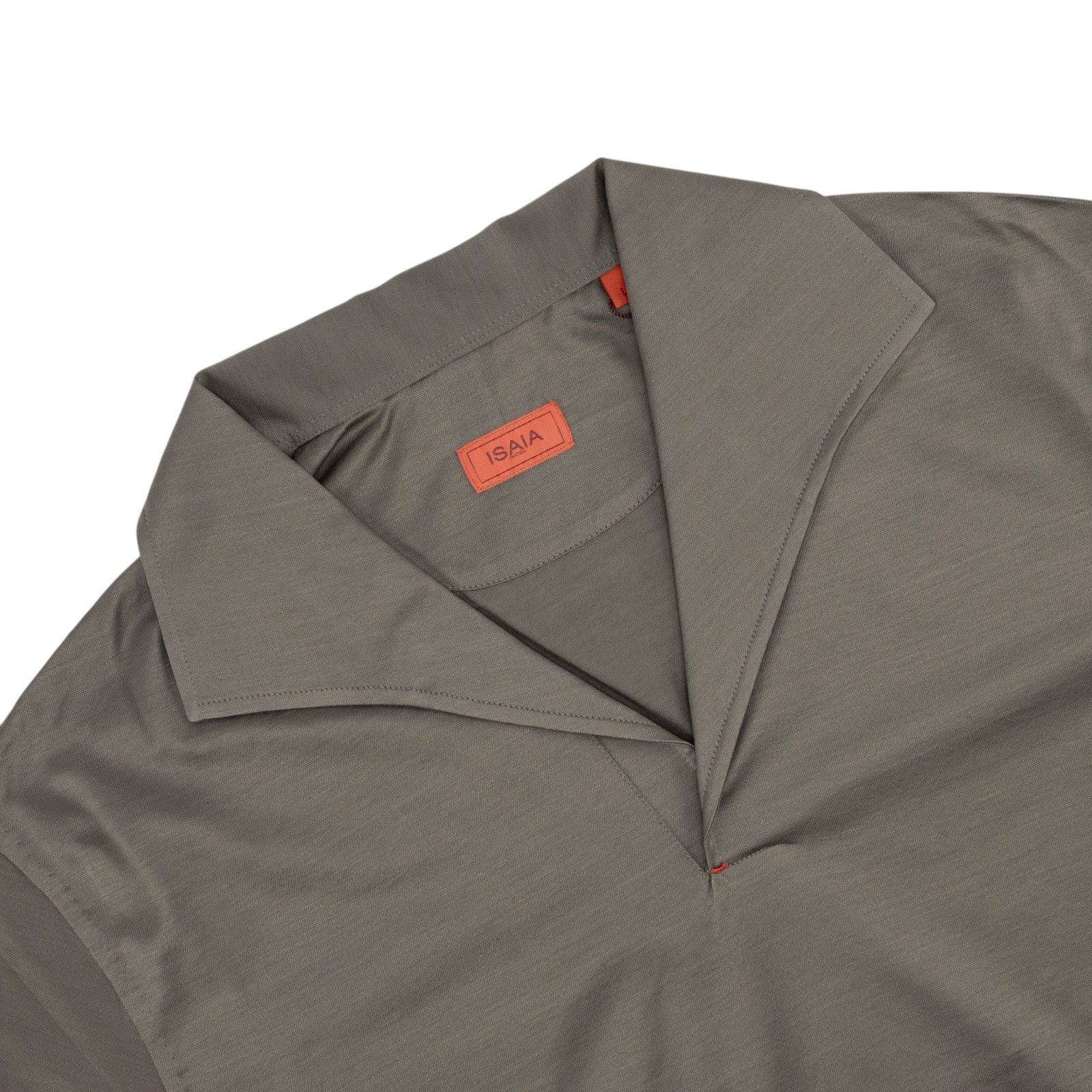695$ ISAIA NAPOLI Hand-Sewn Polo Long Sleeve Cotton Lisle Taupe Size L