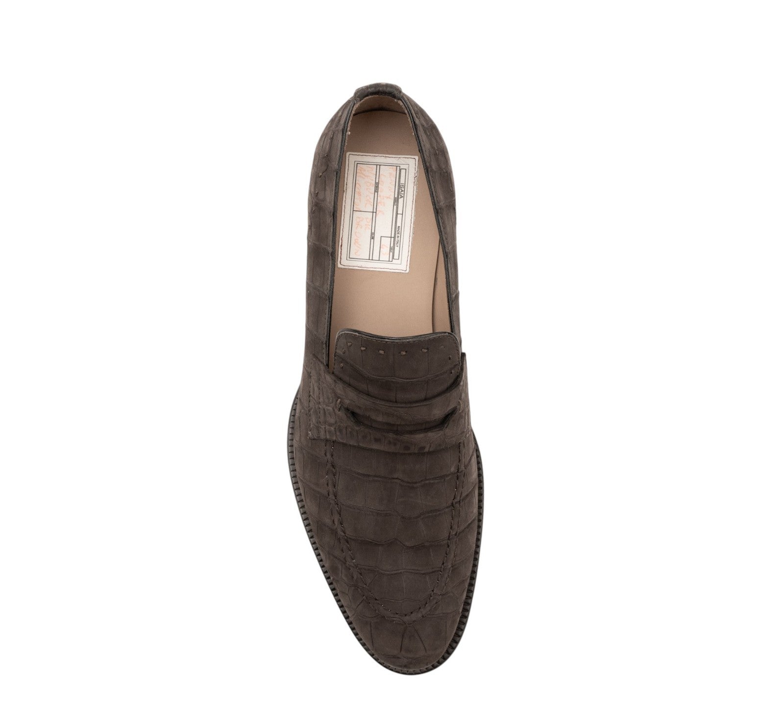 ISAIA NAPOLI Alligator Nabuk Brown Penny Loafer Shoes 9 UK / 10 US / 43 IT