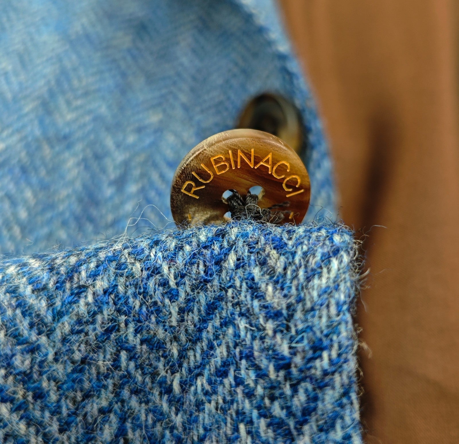 $1670 RUBINACCI NAPOLI Blue Herringbone Jacket Sport Coat Wool 46 US / 56 EU