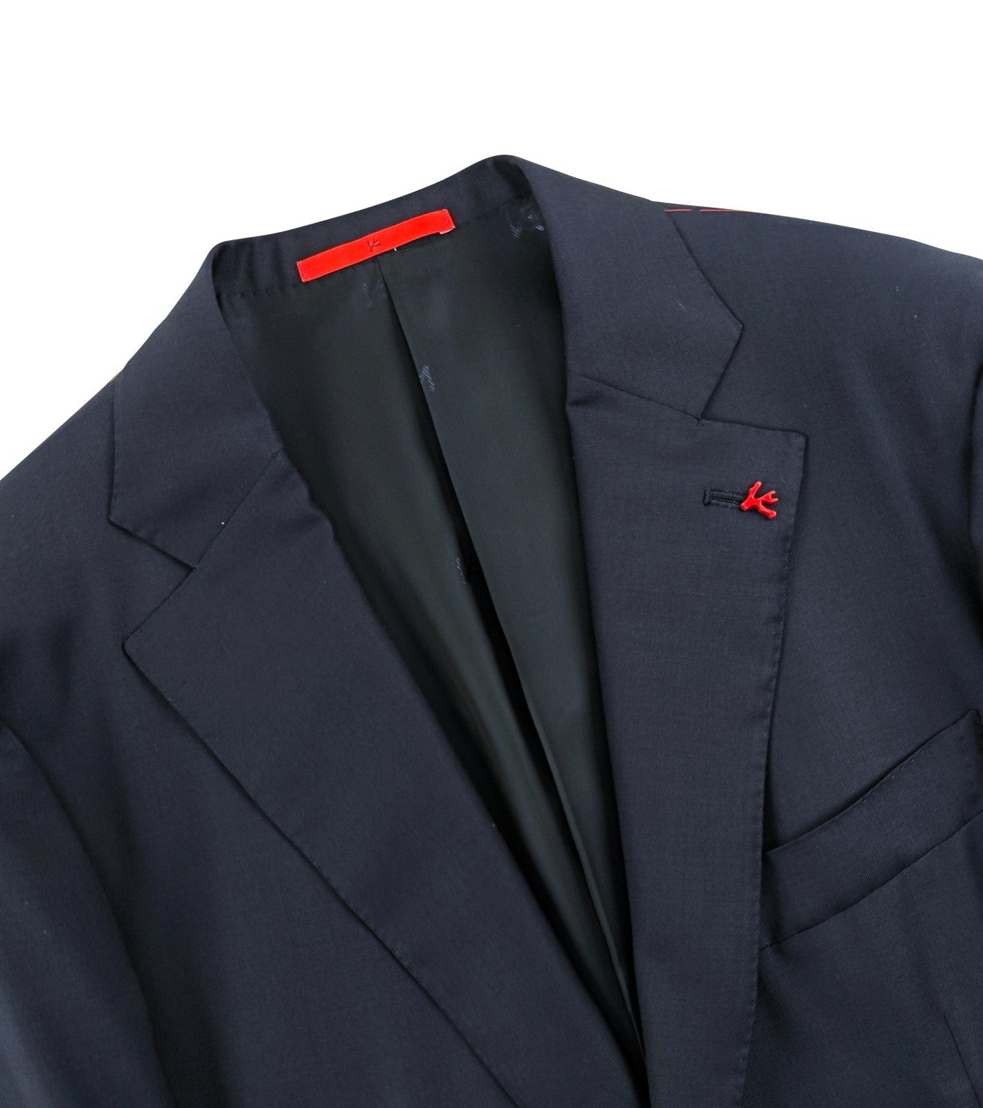$6500 ISAIA NAPOLI "Aquaspider" Blue Navy Solid Hand-Sewn Suit Wool