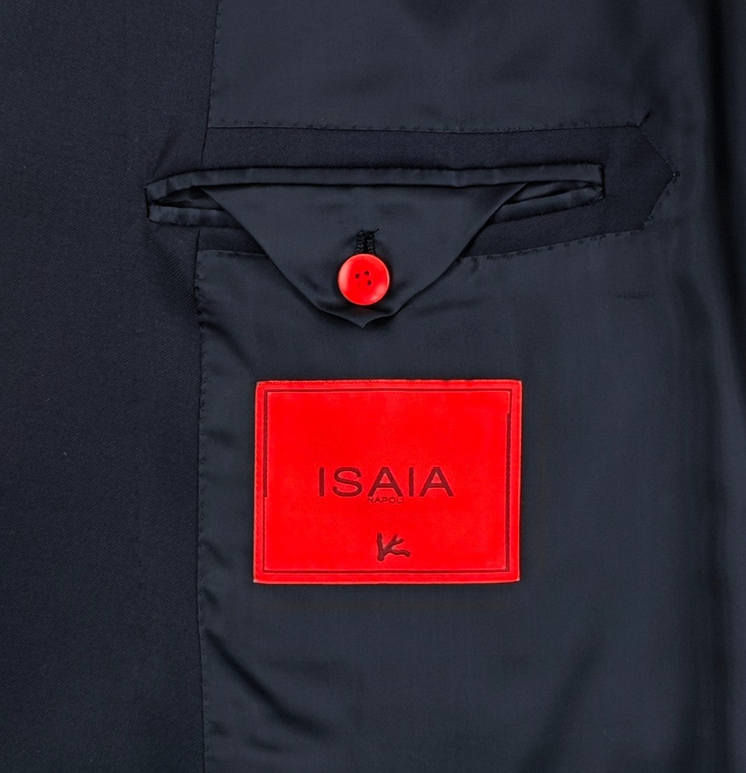 $6500 ISAIA NAPOLI Blue Midnight Hand-Sewn Suit Wool 100's 48 US / 58 EU