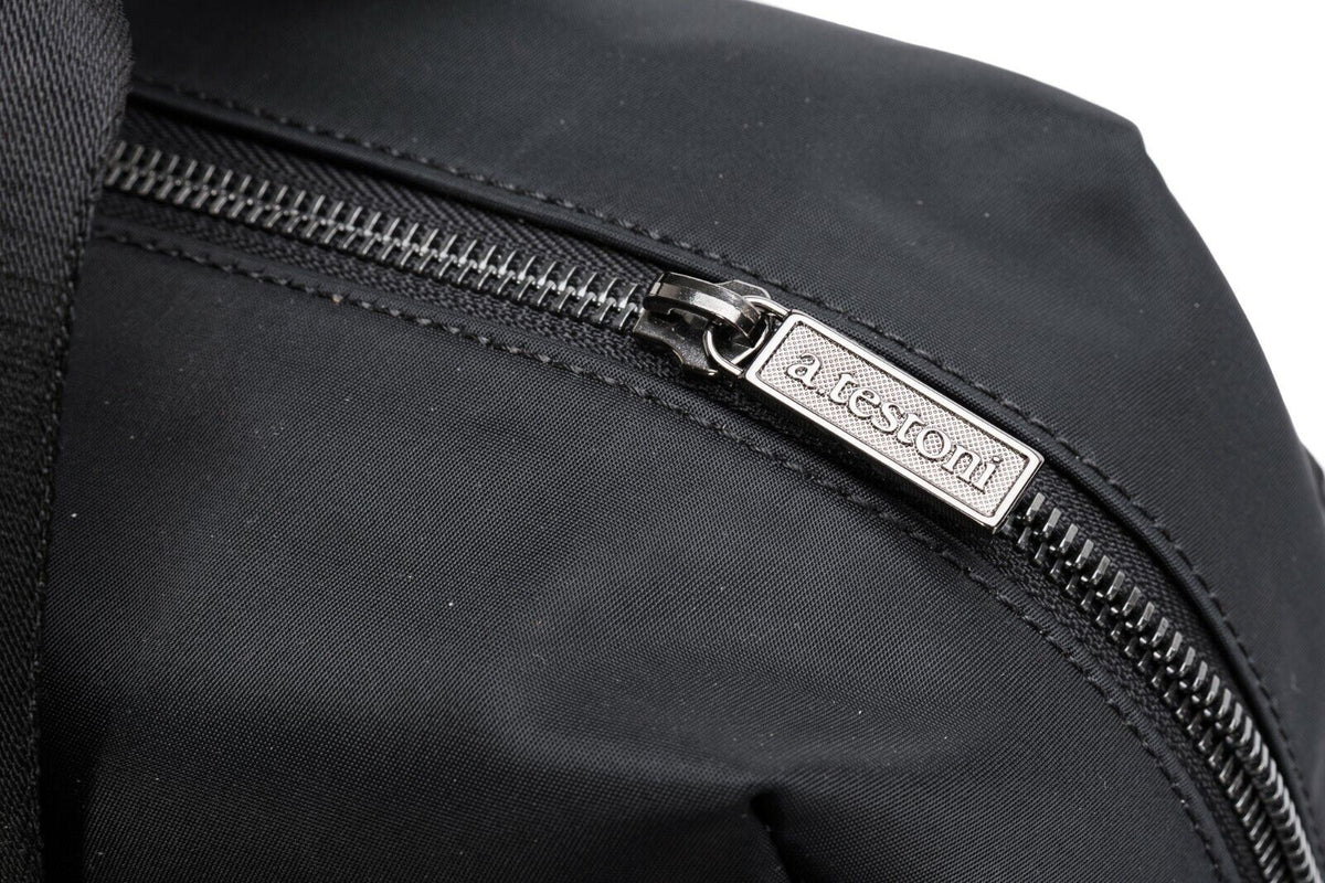 $629 a.Testoni Bologna Pc Case / Backpack Black Karibu Calf + Fabric Luxury