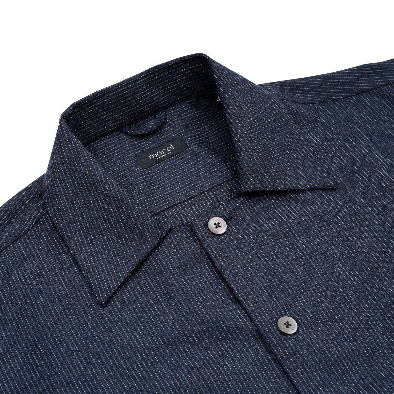 1400$ LUXURY MAROL BOLOGNA Hand-Sewn Shirt Blue LORO PIANA Wool 15.5 - 39