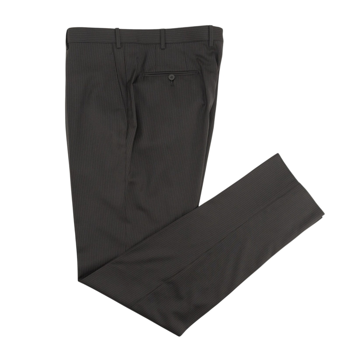 $6850 ISAIA NAPOLI "Capri" Black Suit Hand-Sewn Fine Wool Striped 8R