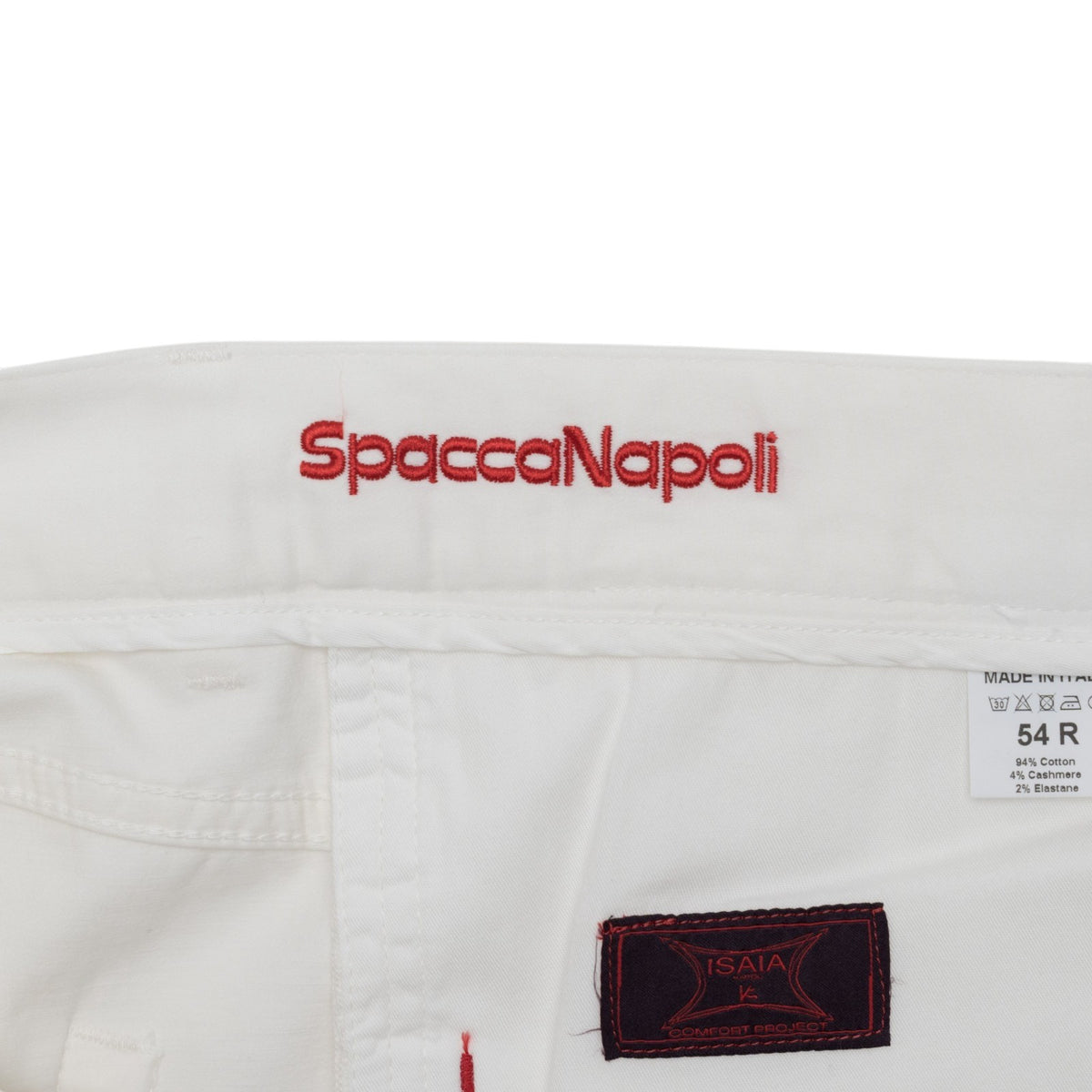 925$ ISAIA NAPOLI "SpaccaNapoli" White Pant Cotton Cashmere 38 US / 54 EU R