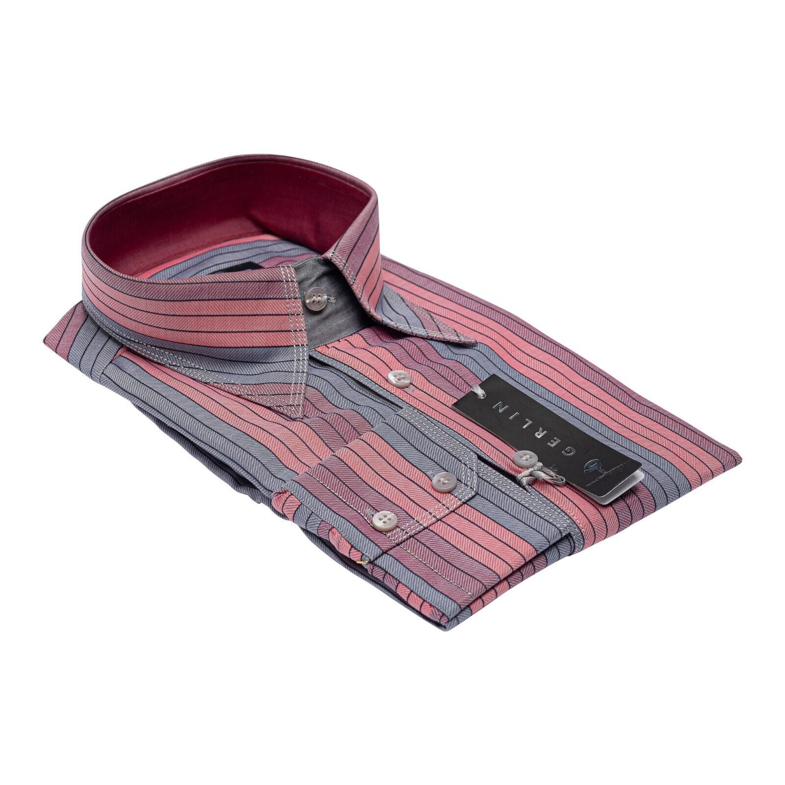 690$ LUXURY GERLIN Shirt Point Collar Striped Cotton 16 - 41  - 7H BIJAN
